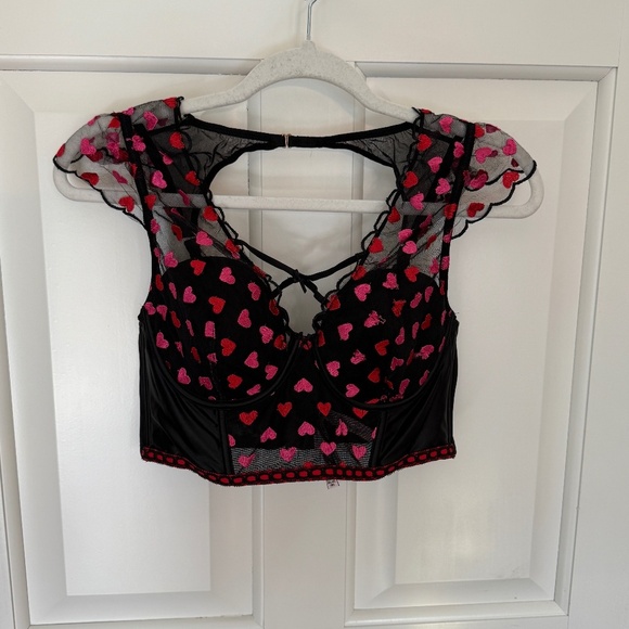New! Victoria’s Secret Dream Angels Heart Embroidery Cap Corset Top 31651 - Picture 4 of 12